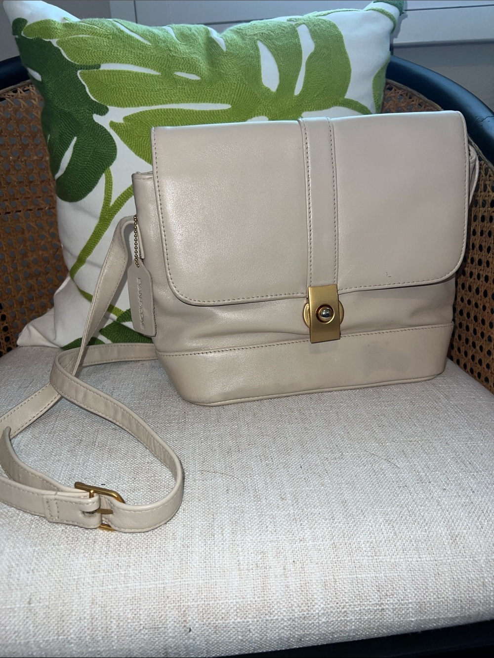 Evan Picone Cream Crossbody Bag with Gold-Tone Turn-Lock